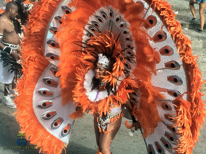 SJI Carnival Performer with Orange Feathers